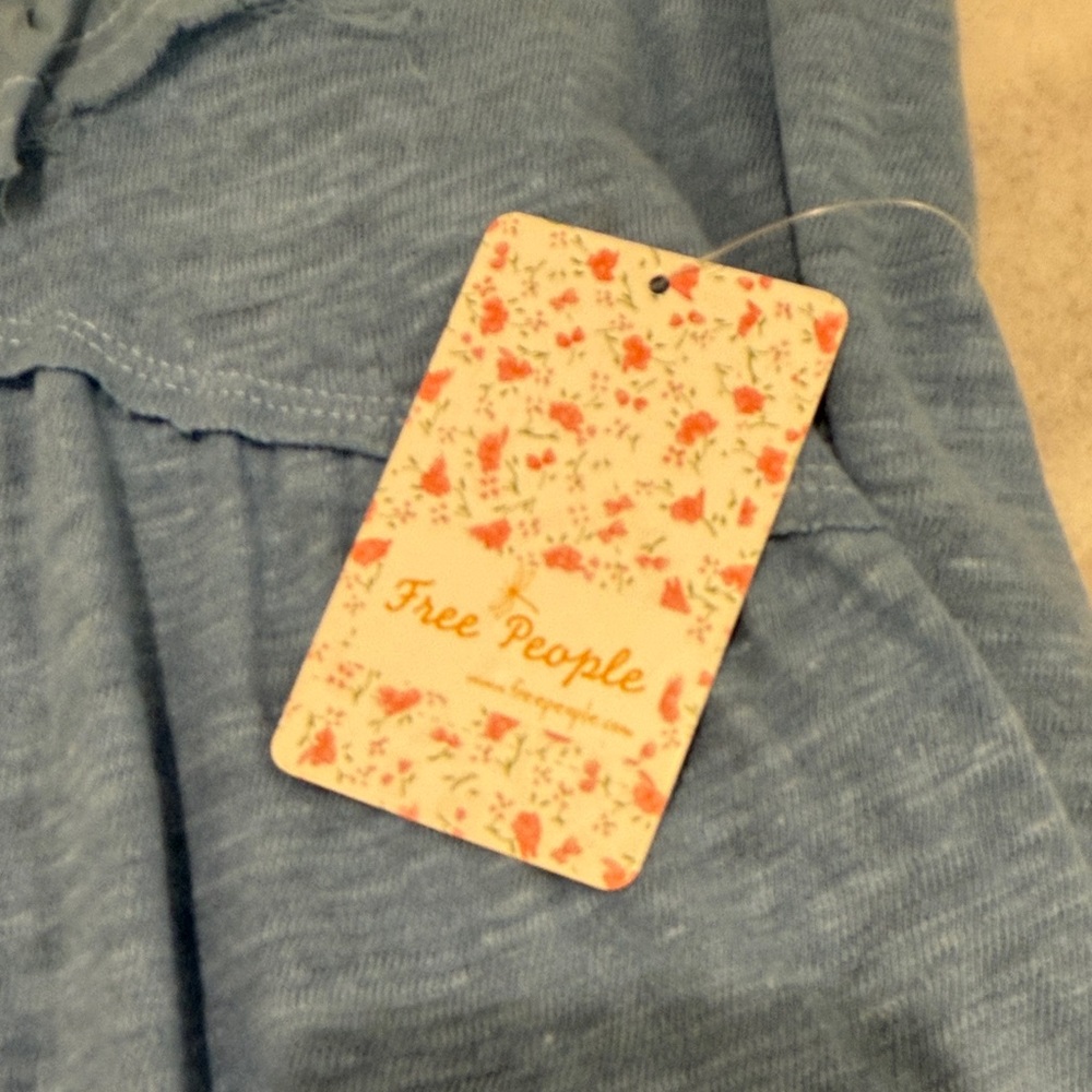 Free People Blue Ruffled Tank Top - Picture 2 of 4